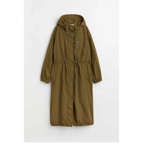 H&M olive green light long jacket. Size Xs / S - Picture 4 of 14